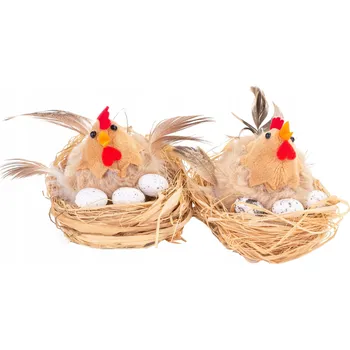 Obraz Velikonoční dekorace Kuřátka v hnízdech 2 ks 7 cm