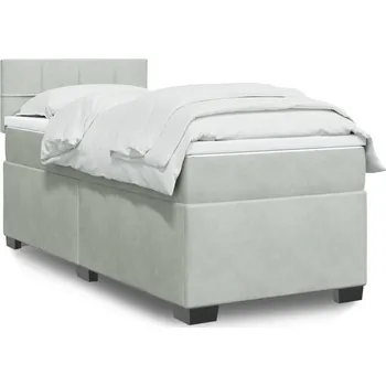 Postel vidaXL Box spring postel s matrací 100x200 cm samet [3288538] Barva: světle šedá