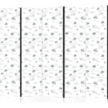 Paraván Paraván - akvarel - letecká show na jasné obloze s jemnými mraky Velikost: 225x172 cm, Provedení: Jednostranný