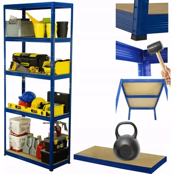 Dílenský regál Kovový regál skladový stojan HELIOS 196x75x30cm 5 polic x 175kg POLSKÝ ODOLNÝ