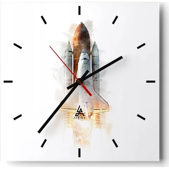 Hodiny Velké nástěnné hodiny na zeď 40x40 Kosmos Skleněné hodiny Čtvercové Tiché