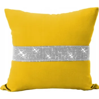 Povlak na dekorativní polštářek Dekorativní povlak na polštář 40x40 HOŘČICOVÝ se zirkony
