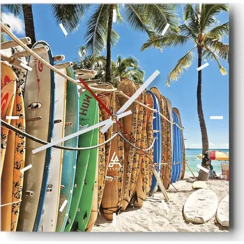 Hodiny Velké nástěnné hodiny 40x40 Krajina Skleněné hodiny Tiché