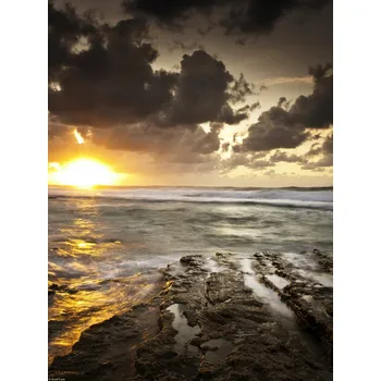 Obraz Plakát Západ slunce nad pláží Palmachim bez rámu 30 x 40 cm