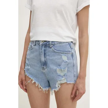 Dámské kraťasy Džínové šortky Answear.LAB dámské, hladké, high waist L566.HWK modrá 55X, vel. XL