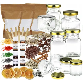 Sklenice Velká sada na výrobu svíček, sklenice se zlatým víčkem XXL