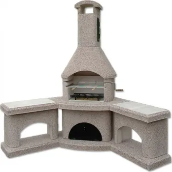 Zahradní krb Zahradní krb - Exklusiv rohový s udírnou - Šedá