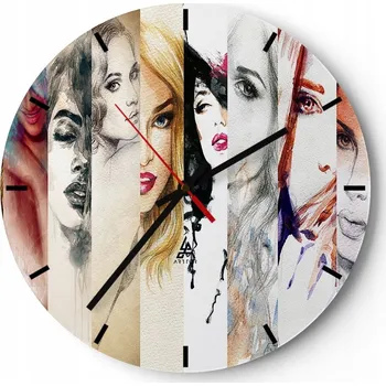 Hodiny Nástěnné hodiny do kuchyně 30x30 Žena Skleněné hodiny do obýváku Loft Tiché