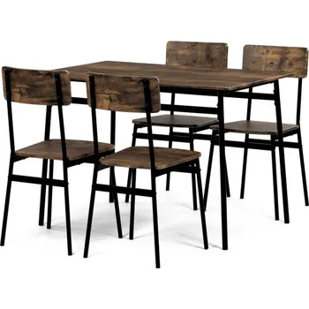 Jídelní set Eoshop Set jídelní (1+4), MDF dekor staré dřevo, černý kov AUT-O2155 OLW