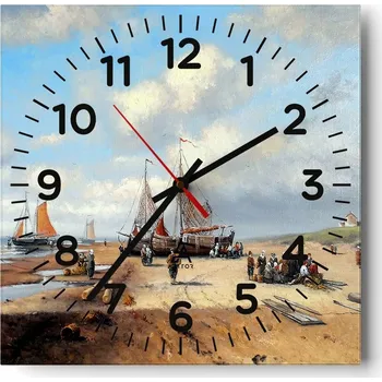 Hodiny Nástěnné hodiny do obýváku 40x40 Krajina Tiché hodiny na skle Bez hlučný chod