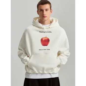 Pánská mikina Mikina s kapucí a potiskem - XL - House - krémový - 222DW-01X