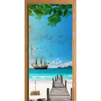Fototapeta Nálepka na dveře oceán pláž molo tropy loď