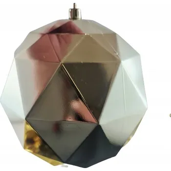 Vánoční dekorace VÁNOČNÍ KOULE GEOMETRICKÁ PLASTOVÁ STŘÍBRNÁ 20CM
