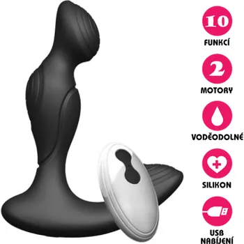Anální kolík VšeNaSex.cz Silikonový stimulátor prostaty USB Anus Dual Vibe černý