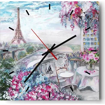 Hodiny Velké nástěnné hodiny na zeď 40x40 Město Skleněné hodiny Čtvercové Tiché