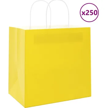 Dárková taška vidaXL Papírové sáčky 250 ks s uchy 26x17x25 cm [4101619] Barva: Žlutá