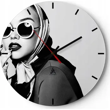 Hodiny Velké nástěnné hodiny na zeď 40x40 Žena Skleněné hodiny Kulatý Tiché