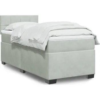 Postel vidaXL Box spring postel s matrací 80 x 200 cm samet [3288464] Barva: světle šedá