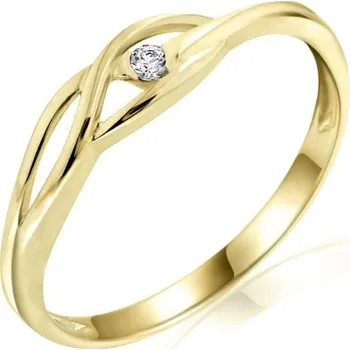 Prsten Couple, Rafinovaný prsten Rhonda, žluté zlato se zirkonem, vel. 51, prům. 16.2 mm, 585-45-1-5045.0Z00.0.51.001