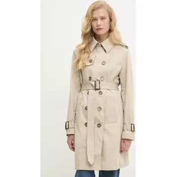 Dámský kabát Trench kabát Answear.LAB dámský, béžová barva, přechodný, dvouřadový tr008.flk 01X, vel. XL