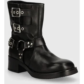 Dámské kozačky Kožené kotníkové boty Steve Madden Becase dámské, černá barva, na plochém podpatku, SM11003095 SM11003095.017 99X, EUR 37