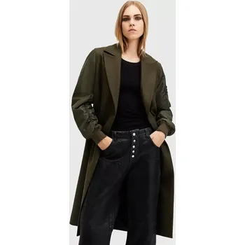 Dámský kabát Kabát s vlnou AllSaints PAULAH zelená barva, přechodný, dvouřadový, W007OZ 87X, vel. 36