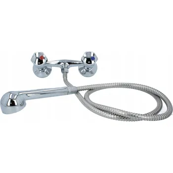 Vodovodní baterie Dvoukohoutková nástěnná vanová baterie Hydroland Standard, stříbrná