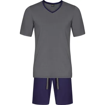 Pánské pyžamo Bambusové Pyžamo Šedomodré Krátké Pánské Velikost: XXL