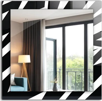 Zrcadlo Zrcadlo do koupelny ložnice obývacího pokoje s potiskem 60x60 Černobílá geometrie