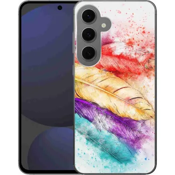 Pouzdro na mobilní telefon Gelový kryt mmCase na Samsung Galaxy S24 FE - barevné peří