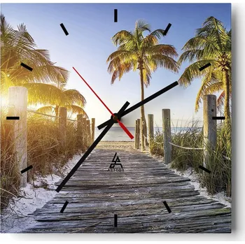 Hodiny Velké nástěnné hodiny 40x40 Krajina Skleněné hodiny Tiché