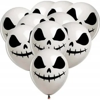 Balónek Bílý balónek Fiestas Guirca s motivem kostry