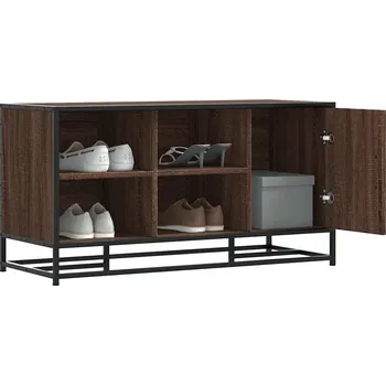 vidaXL Lavice s botníkem 100x40x53,5 cm kompozit a kovu [849218] Barva: hnědý dub