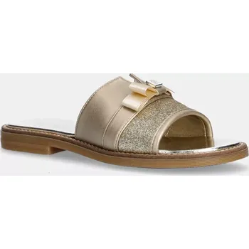 Chlapecká obuv Dětské pantofle Tommy Hilfiger zlatá barva, T4A2-33942 T4A2.33942.28.34 10Y, EUR 28