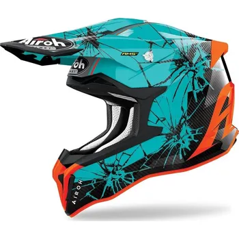 Helma na motorku Motocyklová přilba Airoh Strycker Crack vel. XL modro-oranžová