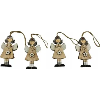 Vánoční dekorace ZÁVĚSNÁ DEKORACE ANDĚLÍČEK SE SRDÍČKEM SADA 4 KS