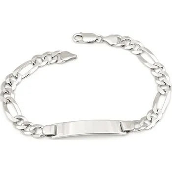 Náramek Pánský stříbrný náramek s destičkou figaro 22 cm 78519F + dárek zdarma