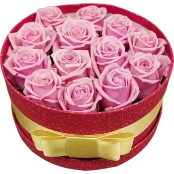 umělá květina Krabička růží HEAVEN! červená 18x8cm