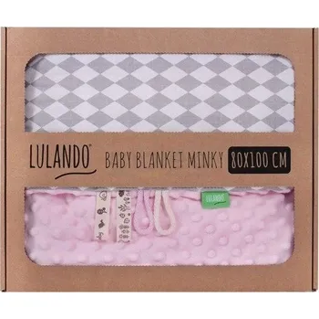 Dětská deka LULANDO Dětská deka MINKY 80x100cm růžová / šedé kosočtverce