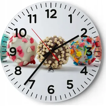 Hodiny Kuchyňské nástěnné hodiny 30x30 Sladkosti Moderní skleněné hodiny do obýváku Tiché