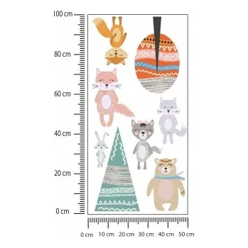 Obraz Samolepka Lesní Zvířátka se Vzory Fólie Bílá 75x150