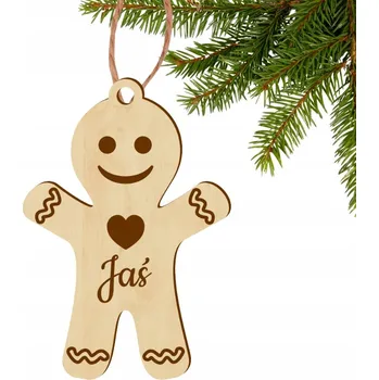 Vánoční dekorace DŘEVĚNÁ VÁNOČNÍ KOULE se jménem na vánoční stromeček PERNÍČEK svátky DÁREK JMÉNO gravírování