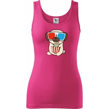 Mops a 3D brýle - Dámské tílko - S ( Purpurová )