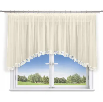 HOTOVÁ ZÁCLONA 600X180, MASLA, BÉŽOVÁ VOÁL , GUIPURE 8CM