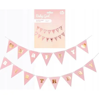 Narozeninový banner girlanda 300 cm růžová 1 kus