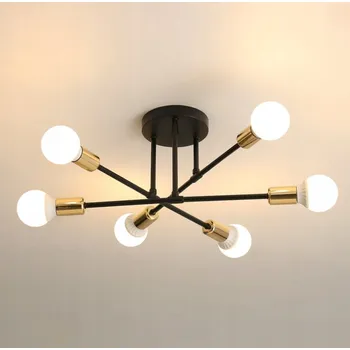 LUSTR E27 ZLATÁ ZÁVĚSNÁ LAMPA ČERNÁ RETRO MODERNÍ DO OBÝVÁKU