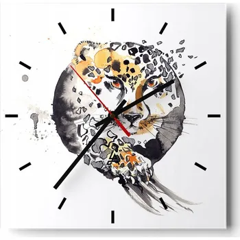 Hodiny Velké nástěnné hodiny 40x40 cm Zvířata Skleněné tiché hodiny