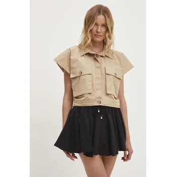 Dámská vesta Vesta Answear.LAB béžová barva, jednořadá 120455.TWK 80X, vel. L