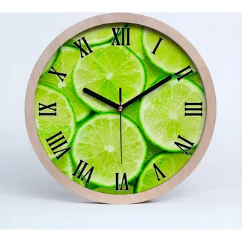 Hodiny Dřevěné nástěnné hodiny kulatý limetkové fi 30 cm