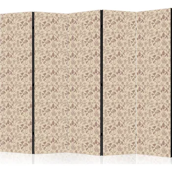 Paraván Paraván - béžová příroda lesa - houby, květiny a bylinky na světlém pozadí Velikost: 225x172 cm, Provedení: Jednostranný